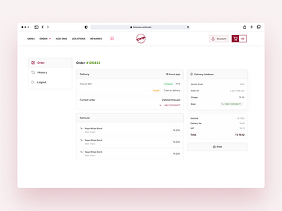 View Order UI - Khanas buy clean dashboard design system details khanas order order progress progress sidebar tracker ui ux