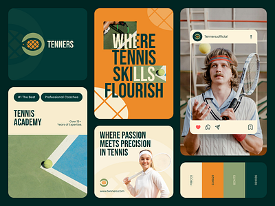 Tennis Branding Exploration app bold branding clean colors design feed homepage instagram logo palette photography social media sport tennis typography ui ux website whitespace