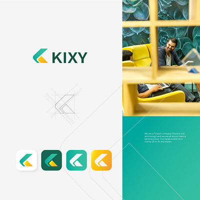 Kixy brand identity branding graphic design logo minimalist logo tosca color ui vector yellow