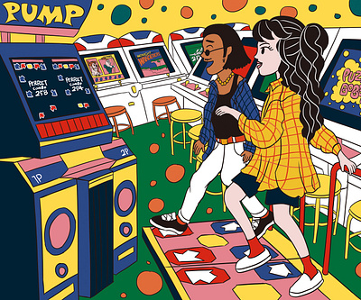 Pump it up! Illustration artwork character dance dancing date drawing game graphic design illustration korean music pump