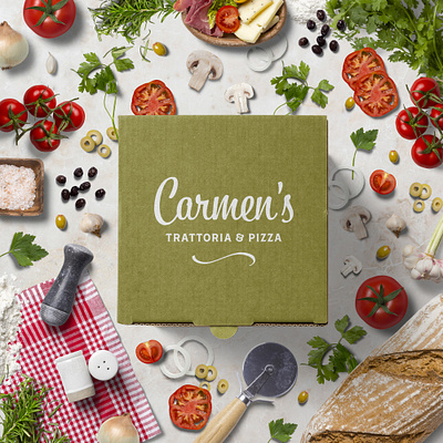 Carmen's Trattoria italian restaurant logo design menu design restaurant design signage design