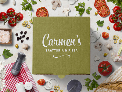 Carmen's Trattoria italian restaurant logo design menu design restaurant design signage design