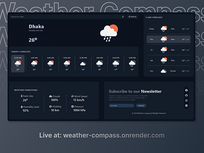 Weather Compass node app ui web app web design web dev website