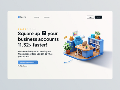 Landing page with 3D hype4academy square palnet