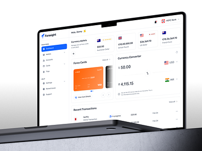 Foresight: A Multi-Currency Travel Card App clean design component design currency converter dashboard dashboard design finance forex card minimalist modern design multi currency payments ui design ux design wallets web app