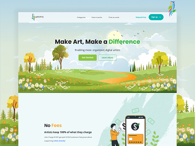 Artist Landing Page Design artist landing page dribbble firqah firqah lab illustration landing page landing page design ui uiux web design website design