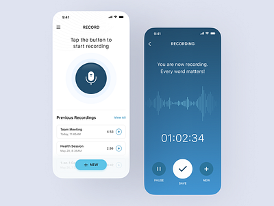Recording App app design app ui creative ui ios app recorder recording ui design ux design voice app