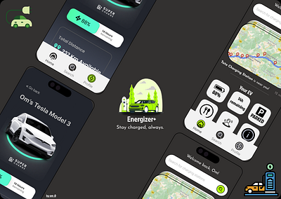 Energizer+ - EV Charging Station Finder App (Figma Design) android app app design automobile cars charging station design electric car energizer ev ev charging ios mobile mobile app mobile design ui ui design ux