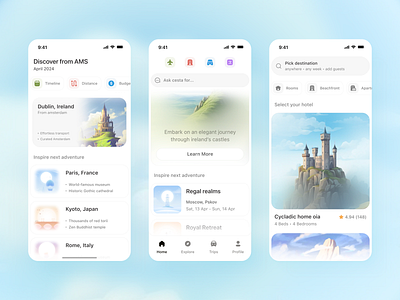 Travel Planner App ai assistant app booking app branding create trip design gpt holiday minimal mobile mobile app planer sajon tourism travel travel plan trip trip planer ui ux