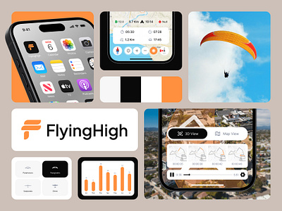 FlyingHigh Visual Branding air brand brand identity fly fly navigator gliding map paraglider paragliding app paramotor app paramotor assistant rute sky high visual