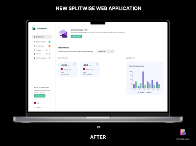 Splitwise redesign: SaaS product | Dashboard app application branding dashboard design graphic design logo redesign splitwise trendy ui uiux ux vector web