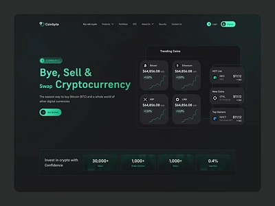 Crypto Investments - Landing Page blockchain bye sell crypto crypto landing page cryptocurrency defi dex exchange fintech ico invest landing page token trade trading web design