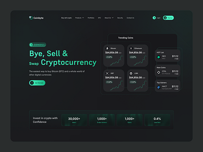 Crypto Investments - Landing Page blockchain bye sell crypto crypto landing page cryptocurrency defi dex exchange fintech ico invest landing page token trade trading web design