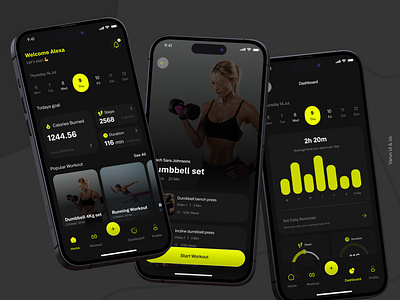 Fitness App | Dark mode app design color theory concept design figma fitness app fitpro mobile app prototype ui uiux user experience