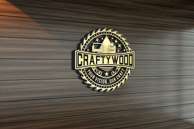 CraftyWood Logo Design 3d logo for gym branding craftywood craftywood logo creative logo design graphic design illustration logo logo design ui vector wood logo wood logos woods woods logo