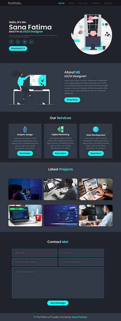 Personal Portfolio design figma graphic design landing page ui uxui website