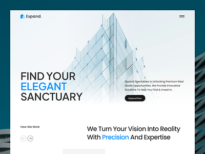 Expand - Real Estate Landing Page building business commercial company design homepage house industrial landing page minimal modern portfolio property real estate residence services ui ux website