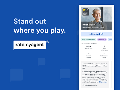 Suburb specific agent performance branding design ui