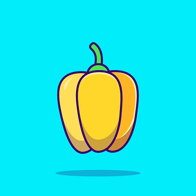 Cute Yellow Bell Pepper Cartoon | Capsicum Illustration bell paper branding design fruit design fruits graphic design green vegetables hridaydas99 illustration logo yellow