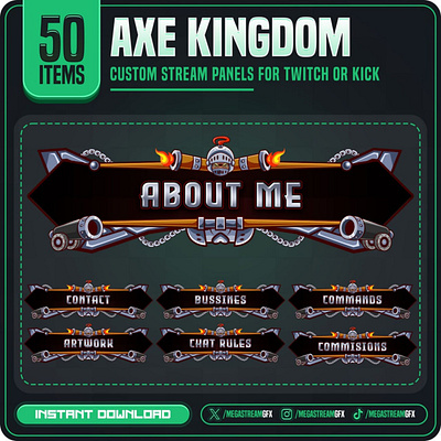 50x Twitch Panels set | Stream Panels kingdom panel theme