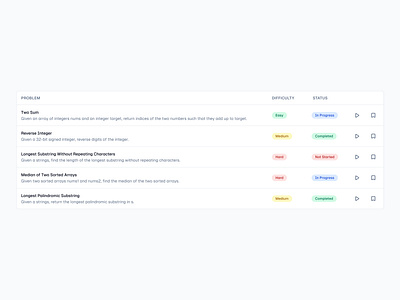 Coding Problems 💻 dashboard data table design minimal saas table ui web design