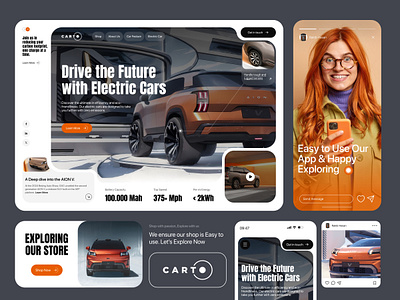 Carto | Electric Car Landing Page UI Design accessories automobile car charger car website car website design drive ecommerce electric car website electric vehicle futuristic home page landing page motor orbix studio sports car transportation ui ux vehicle web design