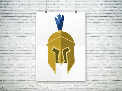 Golden Spartan Helmet with Blue Crest Icon digital art digital illustration game asset game assets graphic design helmet illustration vector vector art vector drawing vector illustration