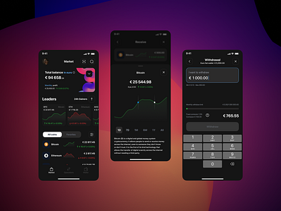 Crypto wallet mobile app app crypto dark mode fintech ios mobile mobile app ui