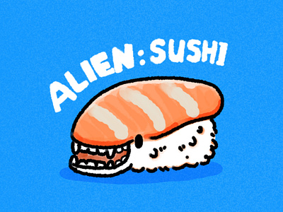 Alien and Sushi alien illustration sushi thick lines