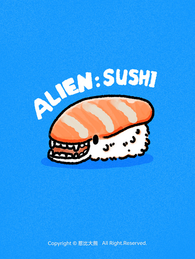 Alien and Sushi alien illustration sushi thick lines