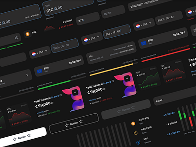 UI element fintech mobile app components dark mode design system ui ui kit