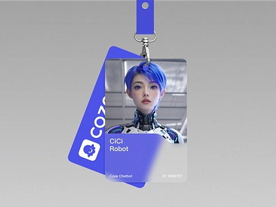 Coze Employee ID Card 3d blue branding card cici doubao future gratitude logo robot ui work