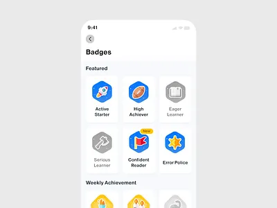 Badges Center - Mobile App achievements app badges gamification illustration mobile ranks rewards ui uidesign