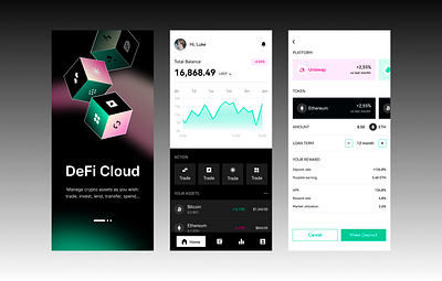 DeFi Cloud - Crypto 移动应用程序 ui