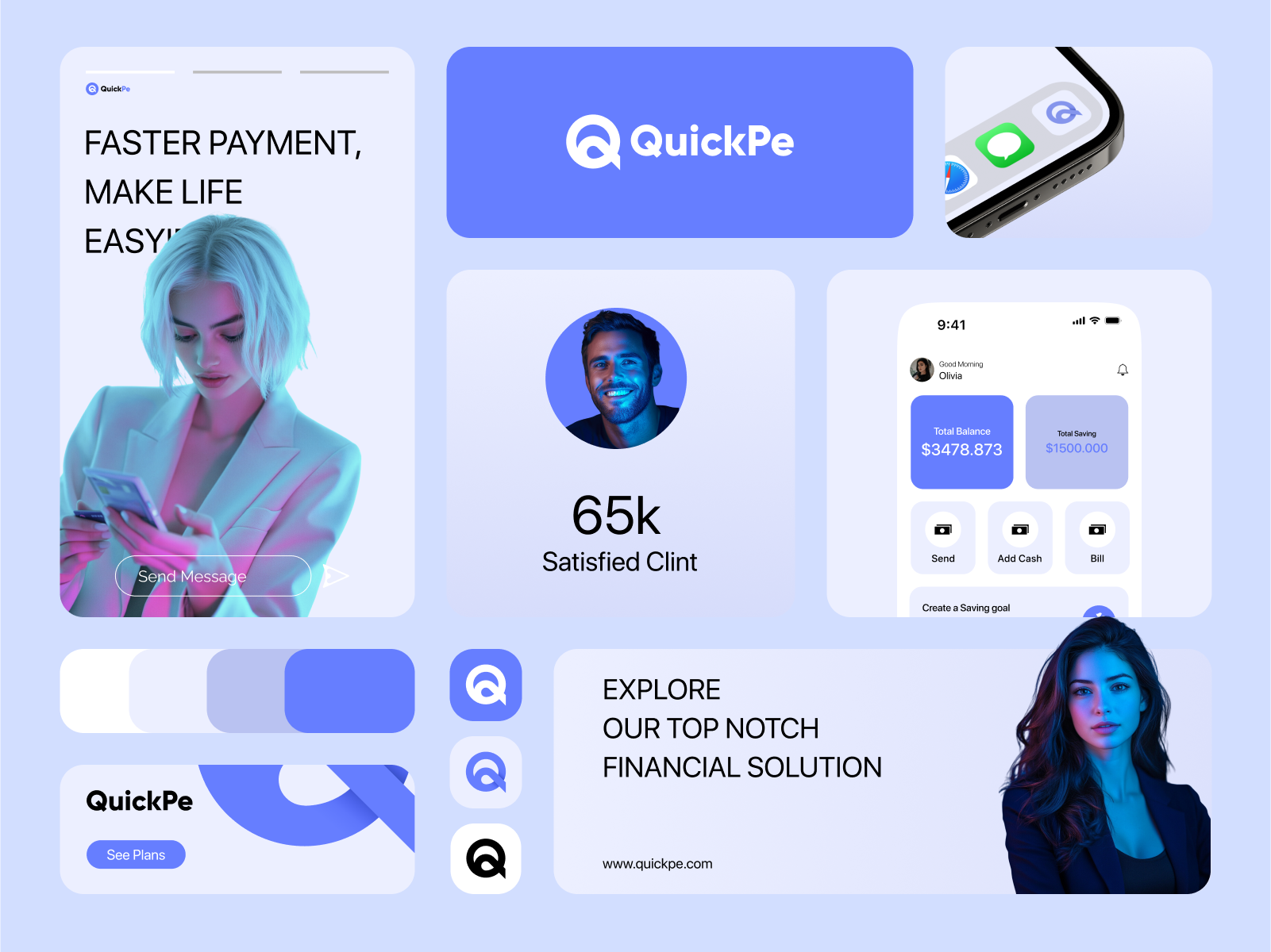 Quickpe Fintech Branding bank brand guideline branding branding concept branding design card clean credit finance fintech branding fintech logo minimalist modern startup