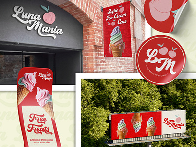 Luna Mania Logo Branding advertising brand and identity branding creative design grahic design graphic design icecream icecreamlogo illustration lable logo logobranding logomarketing marketing printmedia techuptodate vector