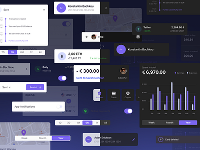 UI kit banking app atom components dark mode design system ui kit