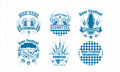 Oktoberfest collection silhouette vector trendy design flag horizontal label