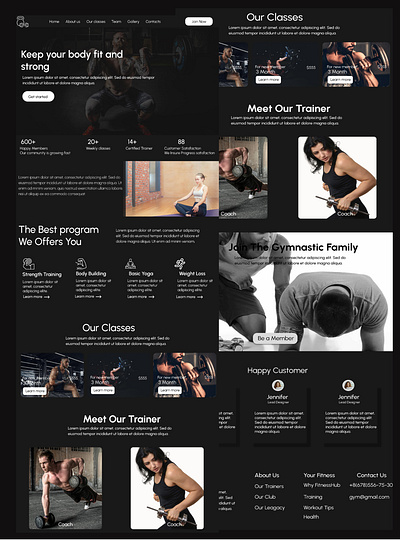 Gym Landing Page UI/UX Design build your body fitnessgoals gym landing page gym membership gymlife mind and body uiux website website re design