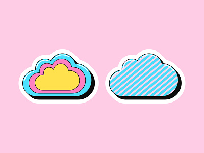 Cloud stickers art backup cartoon cloud data database datacenter icon illustration pop repository retro service sky space sticker storage sync technology update