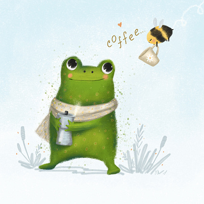 Happy little frog art card cartoon character design children illustration cute design digital illustration illustration poster