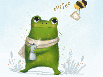 Happy little frog art card cartoon character design children illustration cute design digital illustration illustration poster