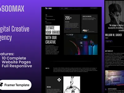 Soomax Digital Creative Agency agency creative creative agency digital agency framer framer template free free template website ui uiux web design