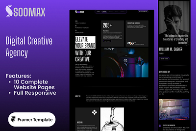 Soomax Digital Creative Agency agency creative creative agency digital agency framer framer template free free template website ui uiux web design