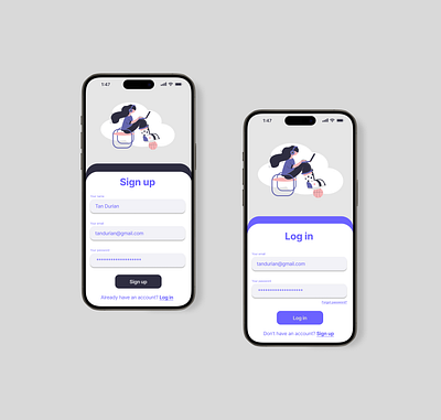 Log In/Sign Up Page app design graphic design illustration ui ux