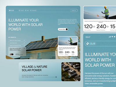 Solar | Renewable Energy Website | Orbix Studio eco energy environment green home page landing page nature orbix studio panel plant renewable solar panel sun sustainable sustanable ui ux website