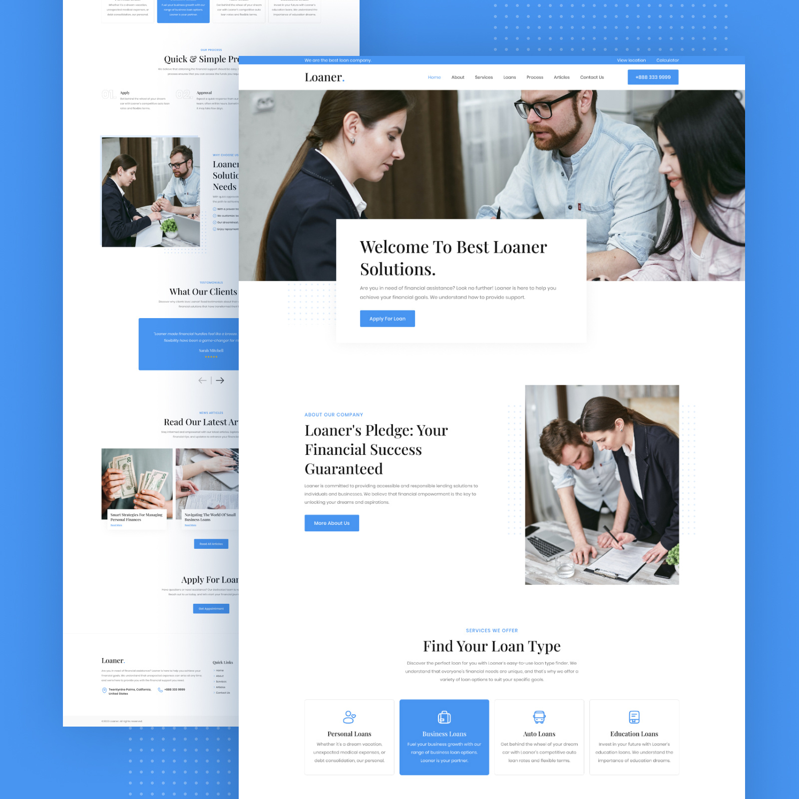 Loaner – Loan Company Free Figma Web Design Template banking clean design finance free figma template free website template freelancer loan company loaning minimal minimal web design modern web design ui ui design unique web design web design webdesign website design