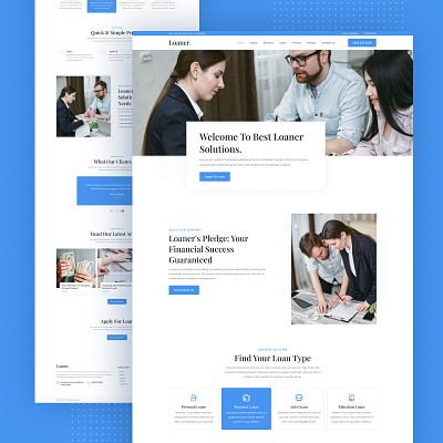Loaner – Loan Company Free Figma Web Design Template banking clean design finance free figma template free website template freelancer loan company loaning minimal minimal web design modern web design ui ui design unique web design web design webdesign website design