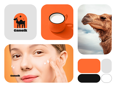 Camelk beauty product brand brand identity branding camel camel logo concept cream face cream glow graphic design logo logo mark milk minimal modern orange