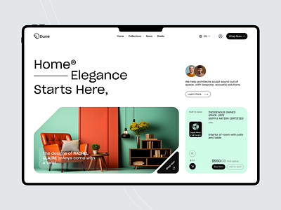 Dune | Furniture E-commerce Website | Orbix Studio architecture cart chair decor design ecommerce website elegance furniture furniture website home interior design landing page luxury modern orbix studio shopping website sofa ui ux